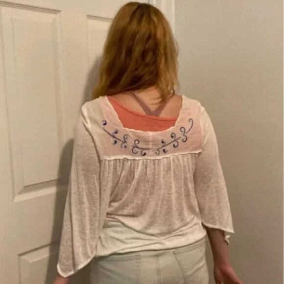 embroidered gauze top .  free people - Picture 3 of 3
